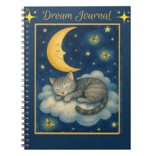 Caderno Espiral Gato Dormindo Em Um Notebook De Lua Crescente Em N