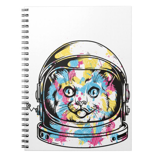 Caderno Espiral Gato dos astronautas lindos (Frente)