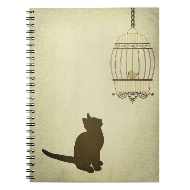 Caderno Espiral Gato e Aves (Frente)