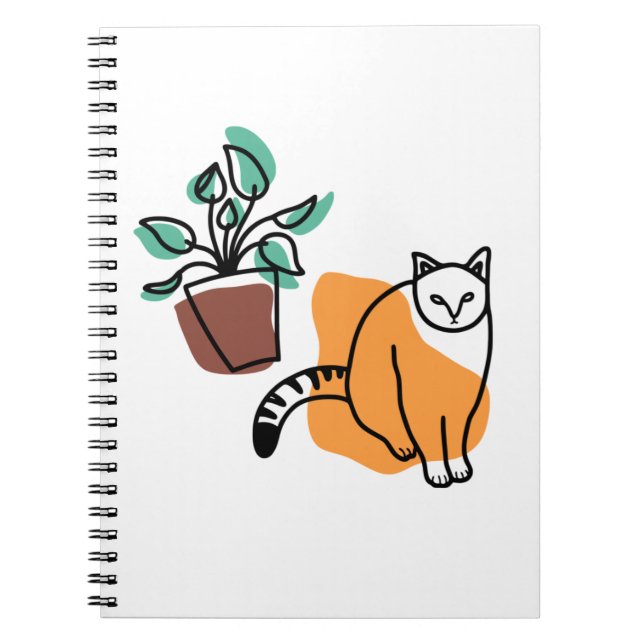 Caderno Espiral Gato e planta (Frente)