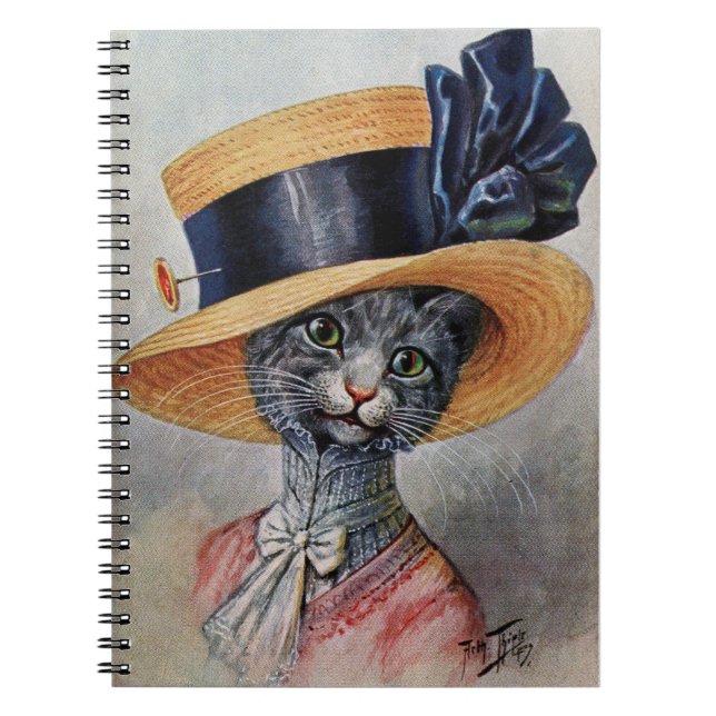 Caderno Espiral Gato Elegante com Notebook Hat Spiral (Frente)