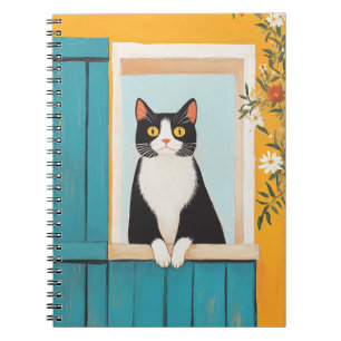 Caderno Espiral Gato encantador na janela