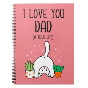 Caderno Espiral Gato Engraçado Eu Te Amo Pai Buraco