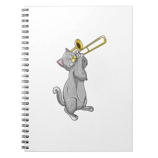 Caderno Espiral Gato Engraçado Jogando Trombone Presente Legal Kit