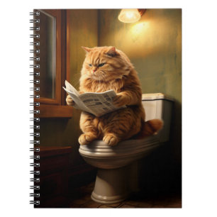 Caderno Espiral Gato Engraçado no Banheiro Quirky Bathroom Humor
