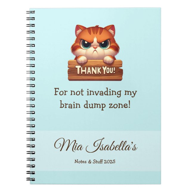 Caderno Espiral Gato engraçado - Notebook de privacidade personali (Frente)