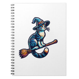 Caderno Espiral Gato Feiticeiro Halloween Bruxa Mística Gata Passa