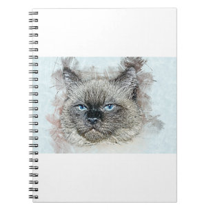 Caderno Espiral Gato Felino Gatinho Pet Cabeça Rag Boneca Gato