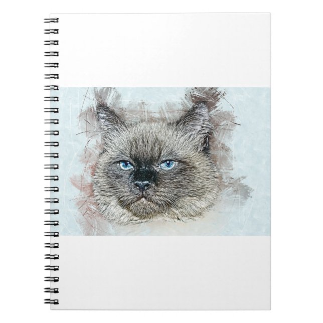 Caderno Espiral Gato Felino Gatinho Pet Cabeça Rag Boneca Gato (Frente)
