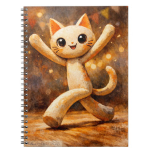 Caderno Espiral Gato Feliz Dançando Arte Caprichosa