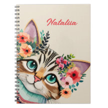 Gato Fofo Aquarela Floral