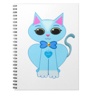 Caderno Espiral Gato fofo azul claro elegante