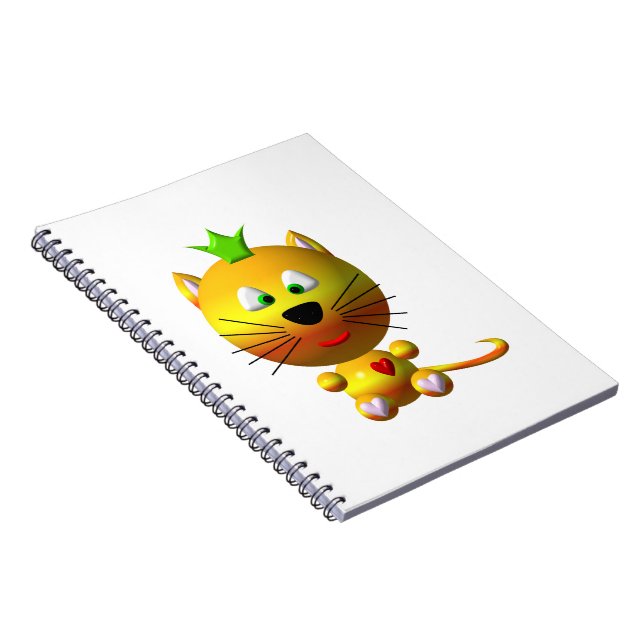 Caderno Espiral Gato Fofo Com Coroa (Lado Direito)