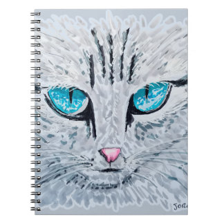 Caderno Espiral Gato Fofo de Olhos Azuis