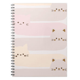 Caderno Espiral Gato fofo design pastel rosa amarelo marrom