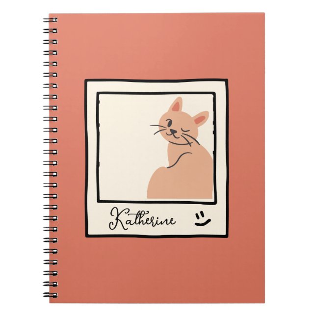 Caderno Espiral Gato Fofo Personalizado (Frente)