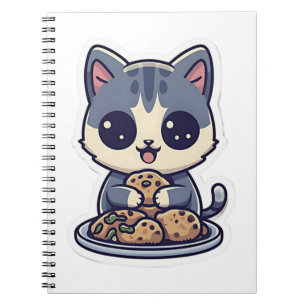 Caderno Espiral Gato Gato Gelado Comendo cookies Clássicos T-Shirt