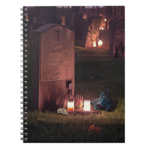 Caderno Espiral Gato Grave Cemitério gótico Notebook espiral