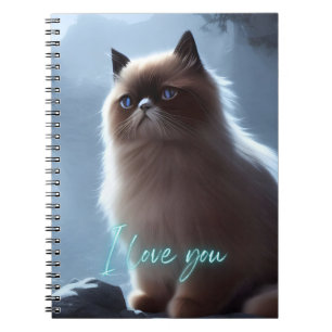 Caderno Espiral Gato Himalaia Bonito Eu Te Amo Diário