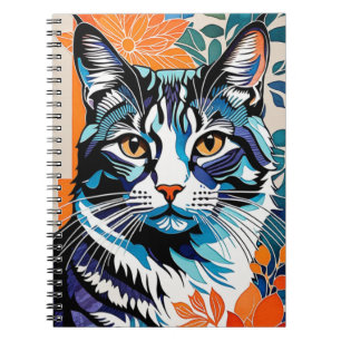 Caderno Espiral Gato Ilustrado Diário para notebook