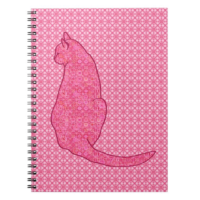 Caderno Espiral Gato Japonês - Fúchsia Pink Batik (Frente)