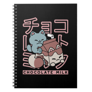 Caderno Espiral Gato Kawaii com Leite de Chocolate – Arte Pop Japo