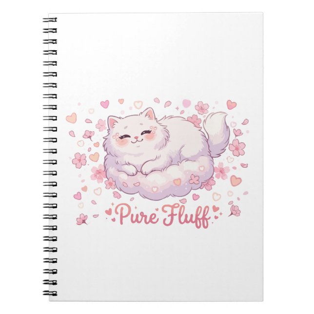 Caderno Espiral Gato Kawaii Fofo Puro Algodão (Frente)
