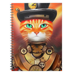 Caderno Espiral Gato Laranja Tabby Punk a Vapor 