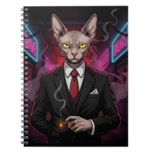 Gato Mafia Sphynx em Estilo Neon Noir