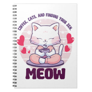 Caderno Espiral Gato meditação - Gato Kawaii