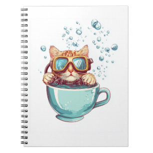 Caderno Espiral Gato Mergulhador Minúsculo � Kitty de Escafandro D