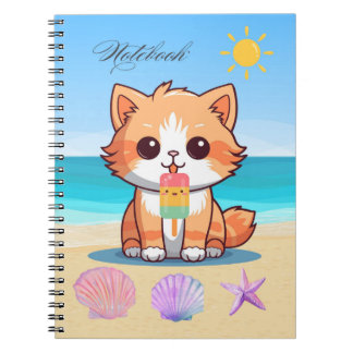 Caderno Espiral Gato na Praia 