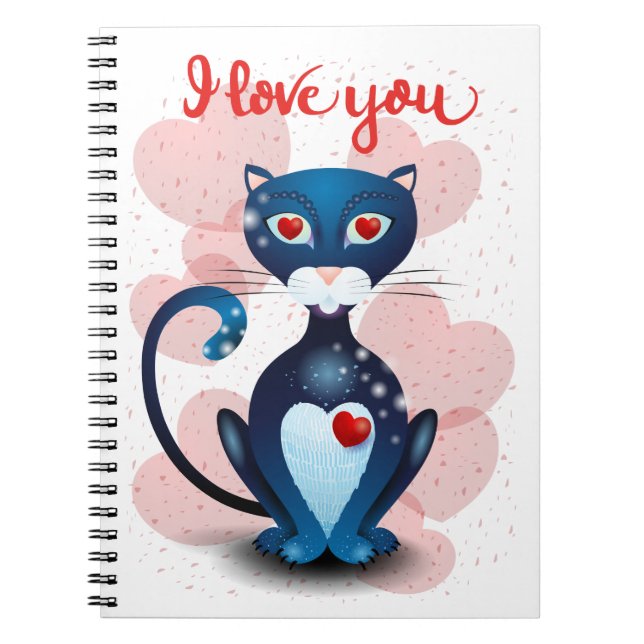 Caderno Espiral Gato negro apaixonado (Frente)