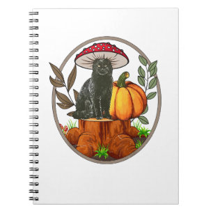 Caderno Espiral Gato Negro Camisola de Camisas de Cogumelo Bebê Be