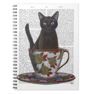 Caderno Espiral Gato Negro em Teacup
