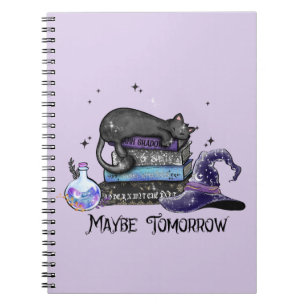 Caderno Espiral Gato Negro preguiçoso, Gato Halloween   Para o Boo