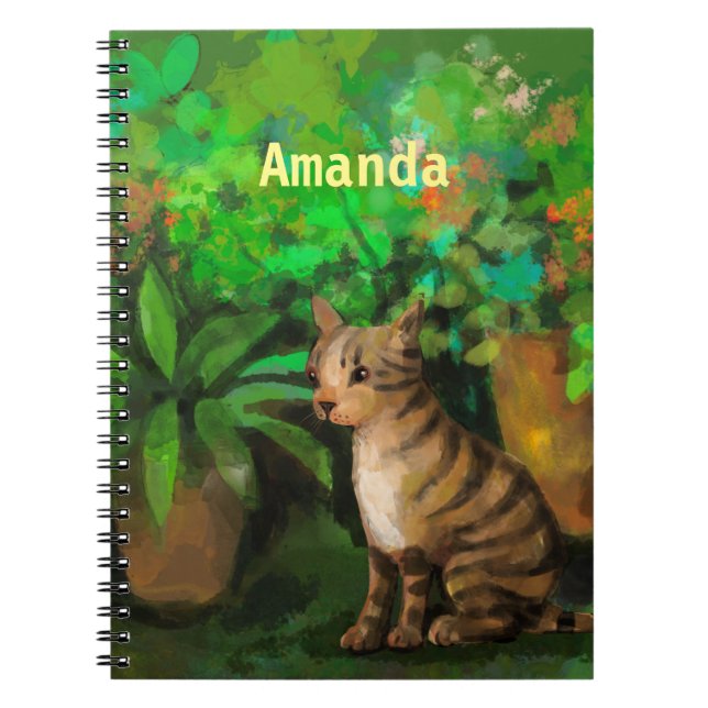 Caderno Espiral Gato no jardim (Frente)