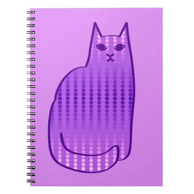 Caderno Espiral Gato, Orquídea e Roxo modernos do século médio (Frente)