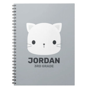 Caderno Espiral Gato Pequeno Fofo com Nome Personalizado