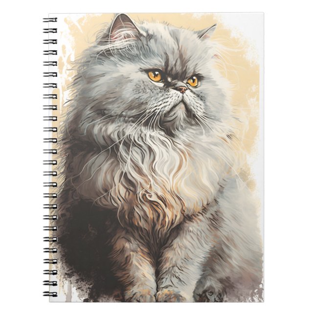 CADERNO ESPIRAL GATO PERSA CINZA LINDO E FOFO (Frente)