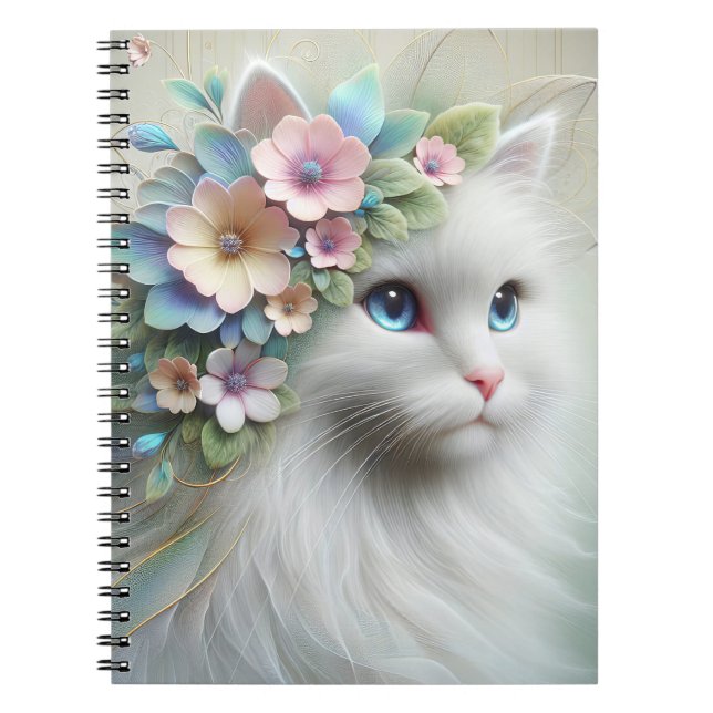 Caderno Espiral Gato Persa Com Laurel Floral (Frente)
