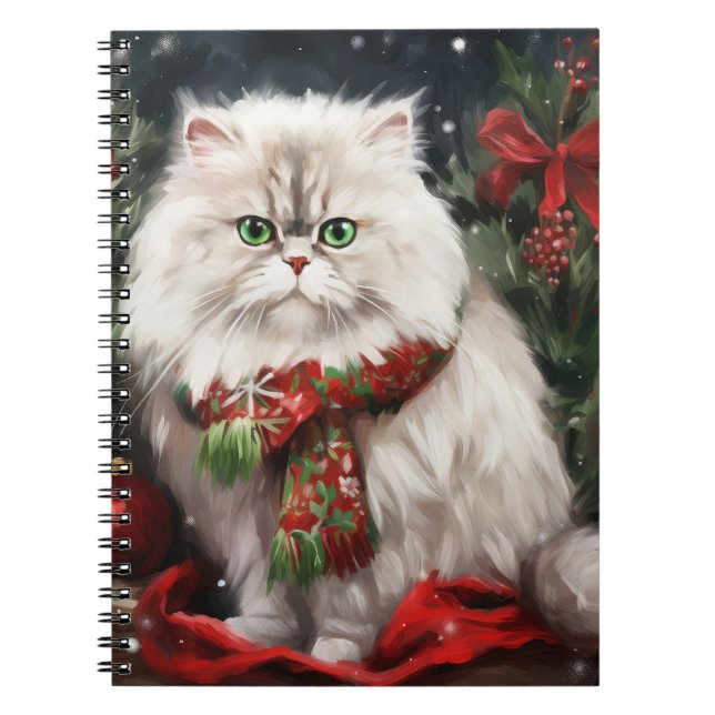 Caderno Espiral Gato Persa no Natal de Neve (Frente)