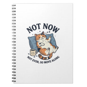 Caderno Espiral Gato Preguiçoso Não Agora Gravura Vintage Design d