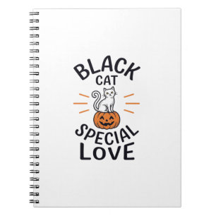 Caderno Espiral Gato Preto Amor Especial Design de Vetor de Gato d