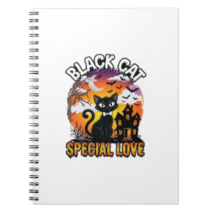 Caderno Espiral Gato Preto Amor Especial Halloween Casa Assombrada
