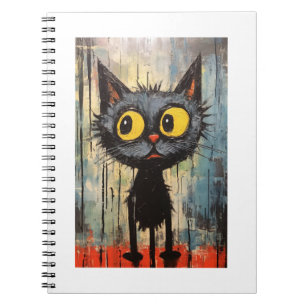 Caderno Espiral Gato Preto Com Olhos Amarelos