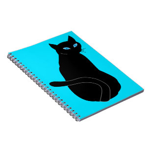 Caderno Espiral Gato Preto Com Olhos Azuis