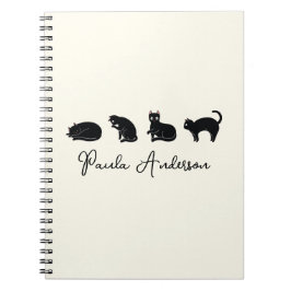 Caderno Espiral Gato Preto Cute Engraçado Personalizável