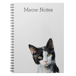 Caderno Espiral Gato Preto de Gatinho Branco cinza