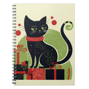 Caderno Espiral Gato Preto Festivo
